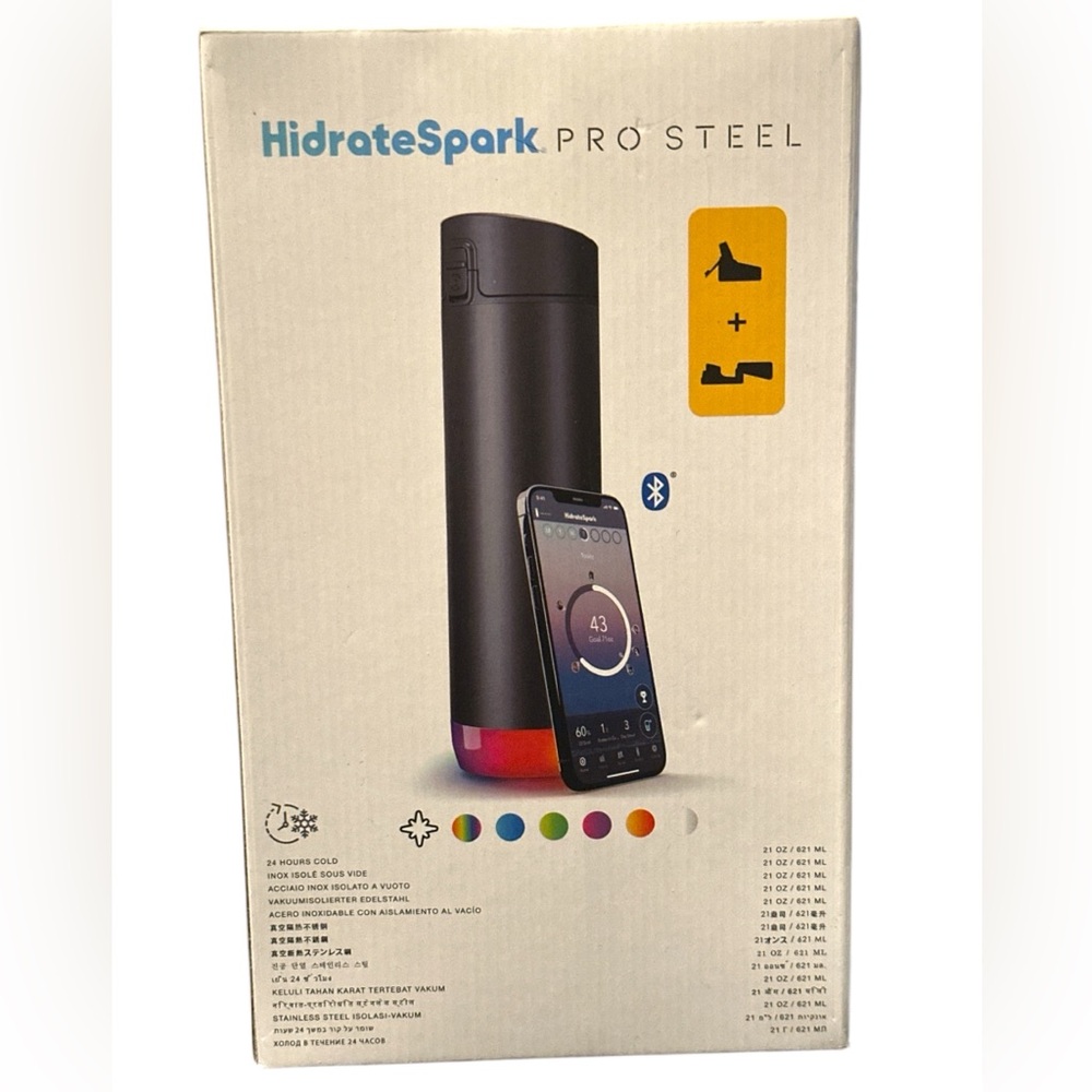 NWT HidrateSpark PRO STEEL Smart Water Bottle - Black
